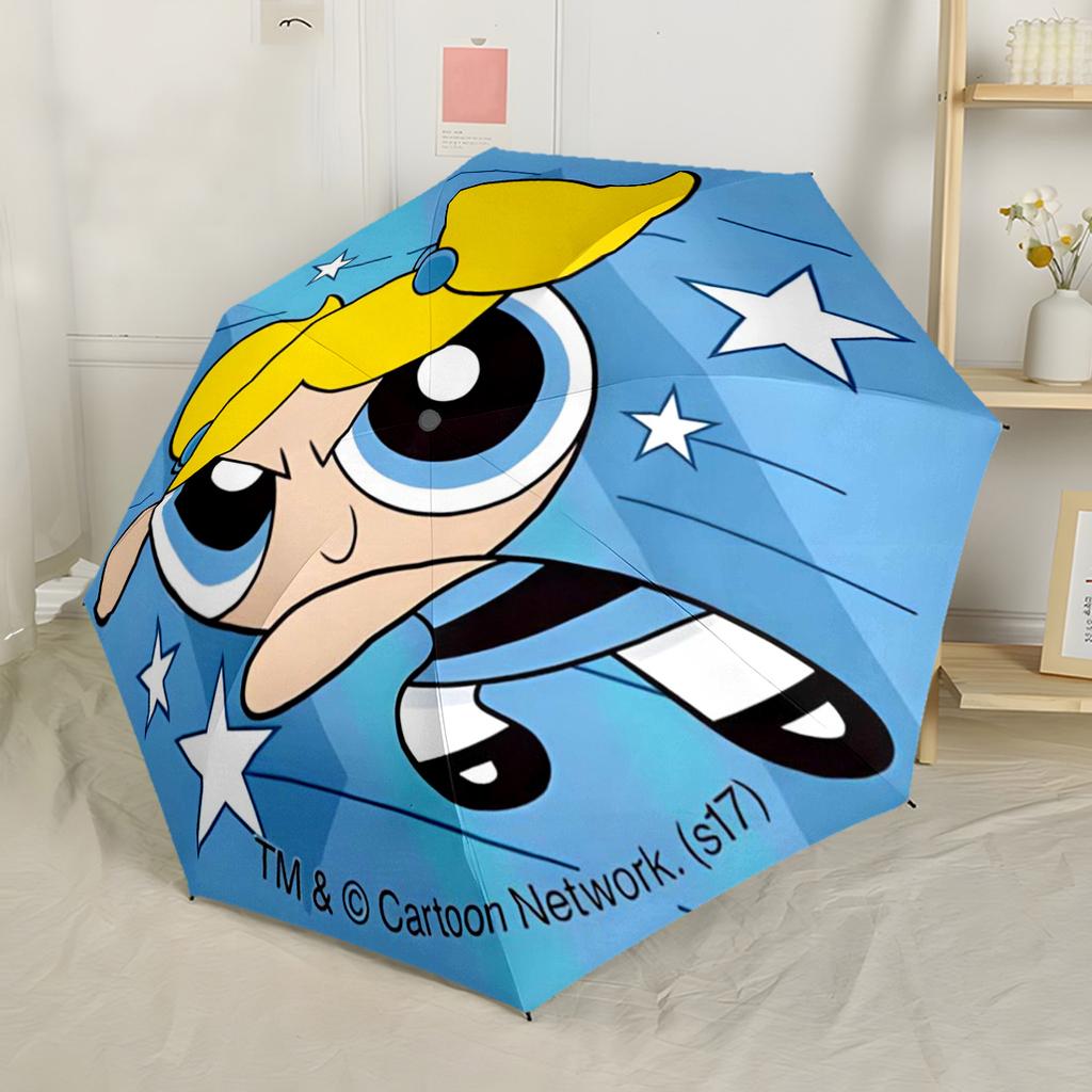 Powerpuff Girls Adventure Outdoor Automatic Umbrella Compact 8-Rib Lightweight Foldable Design for Outdoor Daily Use Stylish Accessory