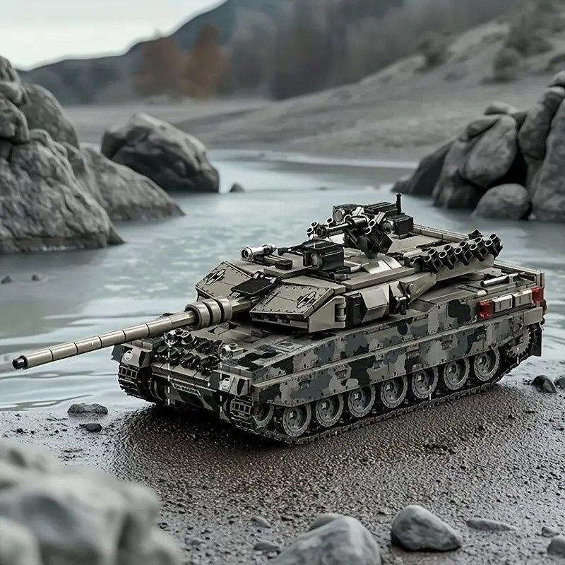 66058 Leopard 2A7 Main Battle Tank Model - Challenging Military Assembly Building Blocks for Boys, Cross-border Toys