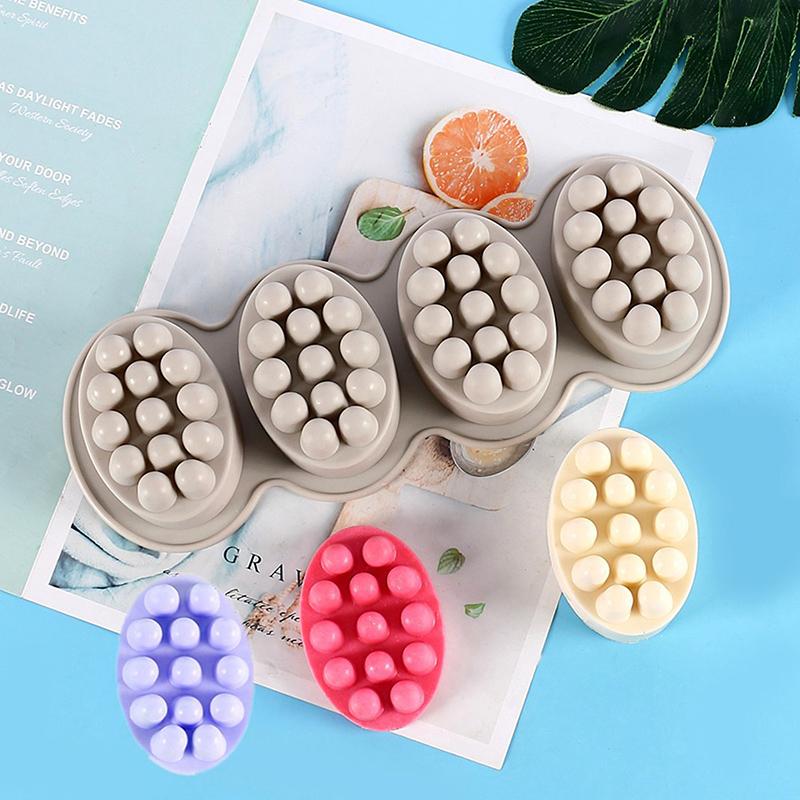 3D Handmade Soap Silicone Molds Diy Resin Oval Shape Massage Soaps Crafts