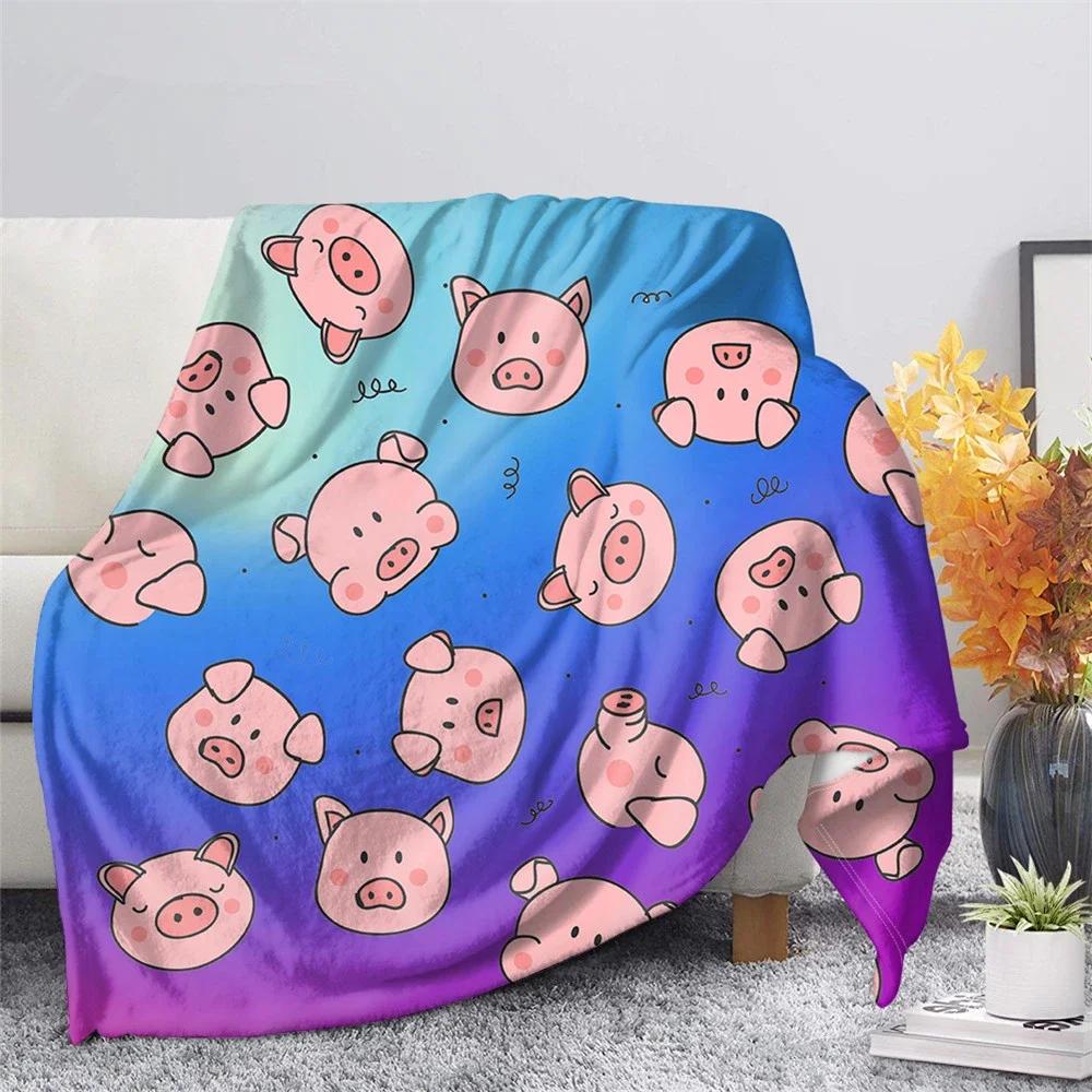 Cute Pig Pink Fleece Blanket Soft Warm Bedroom Throw Blanket On Bed Sofa Bedding Travel Sherpa Blankets for Adult Kids Quilt