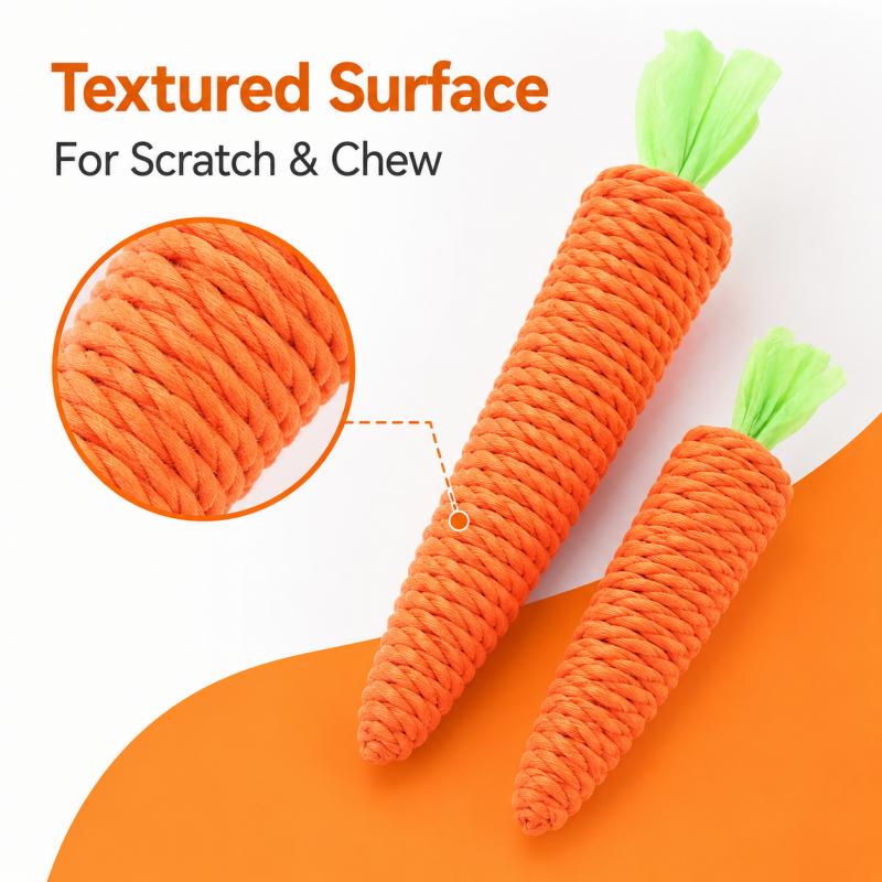 Cat Toy Carrot Sound Pet Products Bite Resistant Paper Rope Scratcher Clean Teeth Interactive Play Cat Carrot Chew Toy for Cat