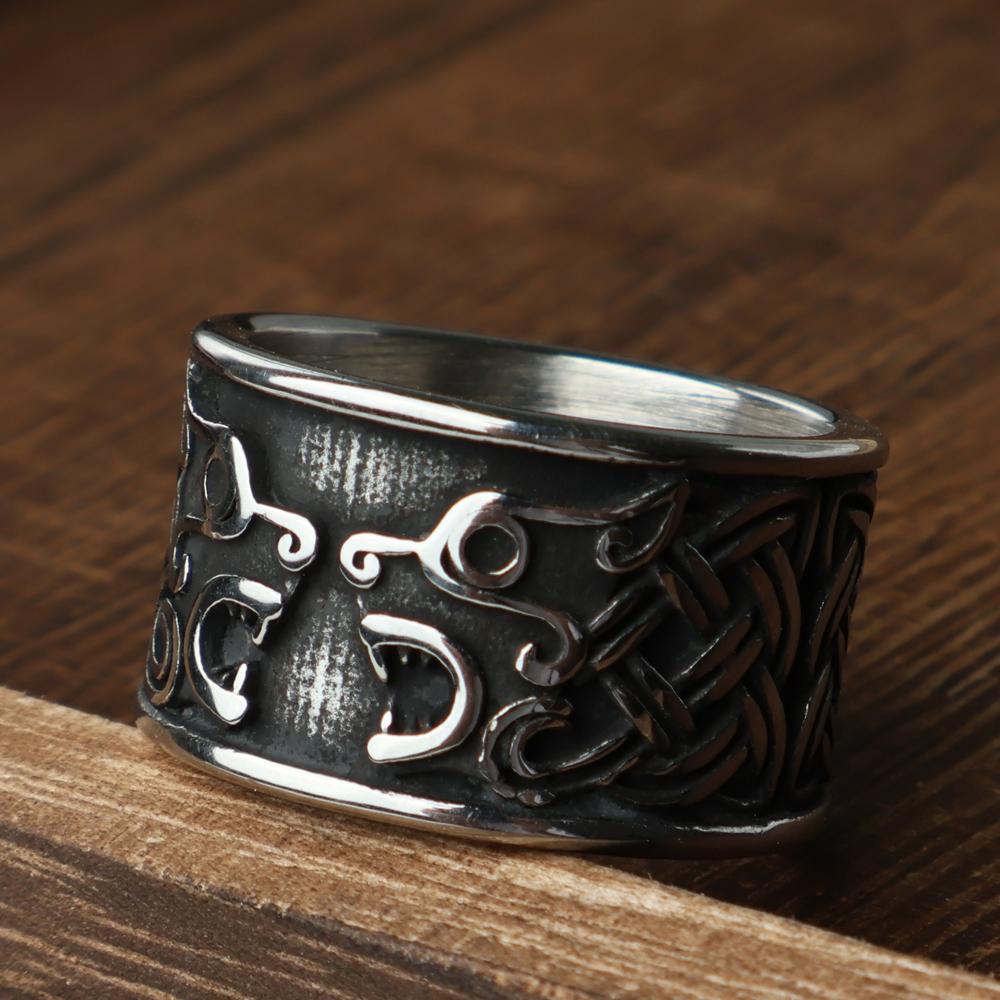 Einzigartiger Wikinger Bärenklauenring für Herren Vintage Edelstahl Odin Wikinger Keltischer Ring Punk Motorradfahrer Biker Schmuck Großhandel