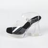 New 12CM Fashion Wedding Sexy Car Model Transparent Thick Heel Crystal Square Head Non-slip Sandals LFD-1989-7