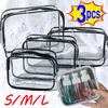 3pcs Portable Travel Wash Bag Female Transparent Waterproof Makeup Storage Pouch Large Capacity Cosmetic Organizer Women Case