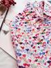 Clearance Women's Silk Long-Sleeve Shirt with Colorful Heart Print & Removable Bow