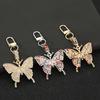 Keychain Pendant Sparkling Rhinestones Butterfly Shape Zinc Alloy Keychain Pendant with Lobster Clasp Backpack Accessory