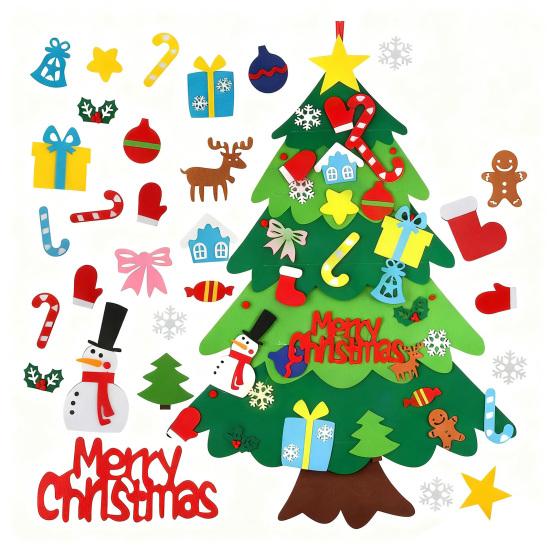

Войлочная рождественская елка для малышей, набор «Сделай сам», рождественская елка с украшениями, комнатные рождественские украшения для двери/стены, рождественские занятия, подарки для детей G
