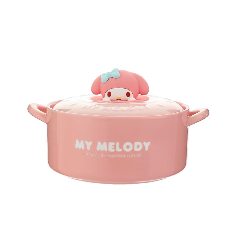 MANCHAOJIA My Melody Ceramic Instant Noodle Bowl with Lid Large