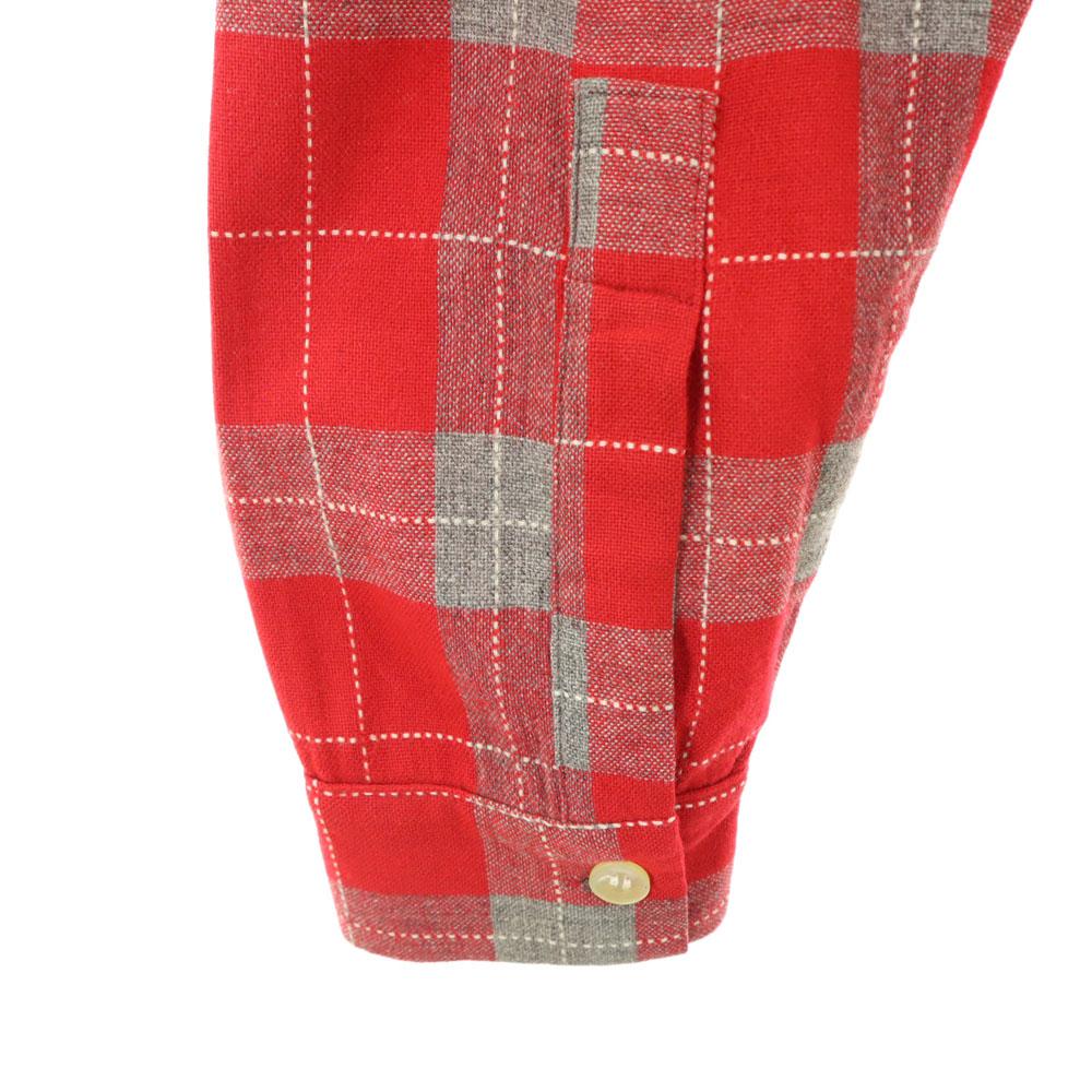 The men's shop 50s 60s Open collar Vintage box silhouette Check Pattern Long sleeve Open collar shirt Men's Used