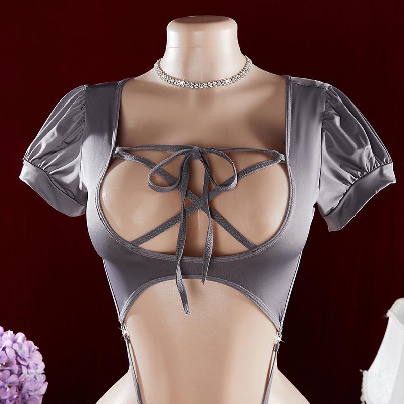 Sexy One-piece   Hollow Open Bra Baby Doll Cosplay Bodysuit Sexy Women's Sex Clothes Crotchless Exposed Navel Erotic Costumes