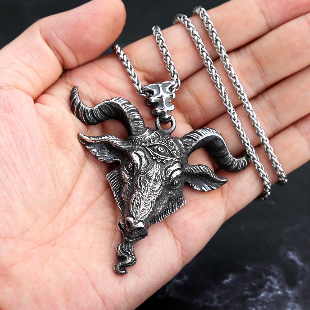 Vintage Domináns Rozsdamentes Acél Viking Fekete Bikafej Medál Nyakláncok Férfiaknak Fiúknak Személyiség Amulett Állat Ékszer Ajándék