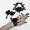 Gothic Dark Black Lace Collar Halloween Rose Flower Fringed Choker Necklace