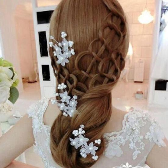 1 Stück Blume Kunstperle Hochzeit Haarnadel Kopfbedeckung Weiß Haarspange Brautschmuck