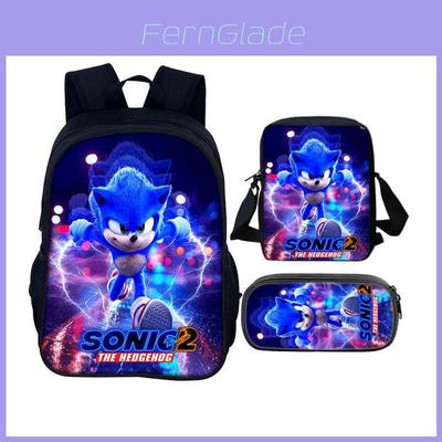 Sonic The Hedgehog 2 Book Bag Set With Waterresistant Polyester For School And Travel