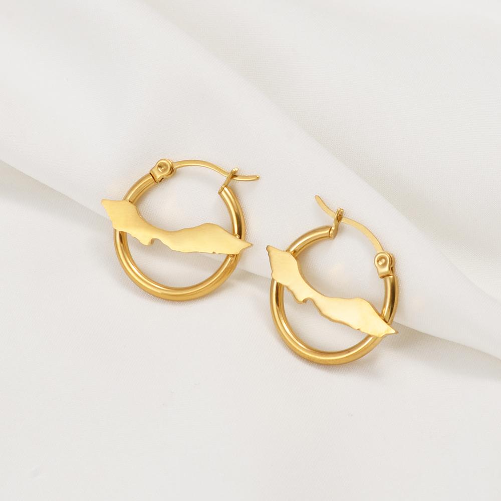 Anniyo Curacao Map Stud Earrings for Women Girls Stainless Steel Jewelry #005162