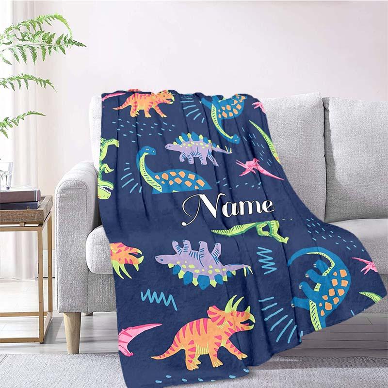 Dinosaur Pattern Customize Your Name Blanket Used For Chair Office Sofa Bed Camping Soft And Warm Giving Friends And Relatives Birthday Graduation
