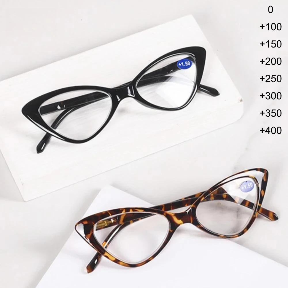 Women Cat Eye Reading Glasses Anti Blue Light Presbyopic Computer Glasses Vintage Clear Lens Black Leopard Frame Reading Glasses