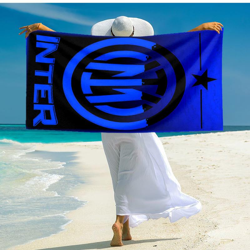 1pc Internazionale Milano Beach Towel, Comfortable and Thick, and Swimming/Bath/Picnic/Camping Towel, Suitable for Seaside Beaches
