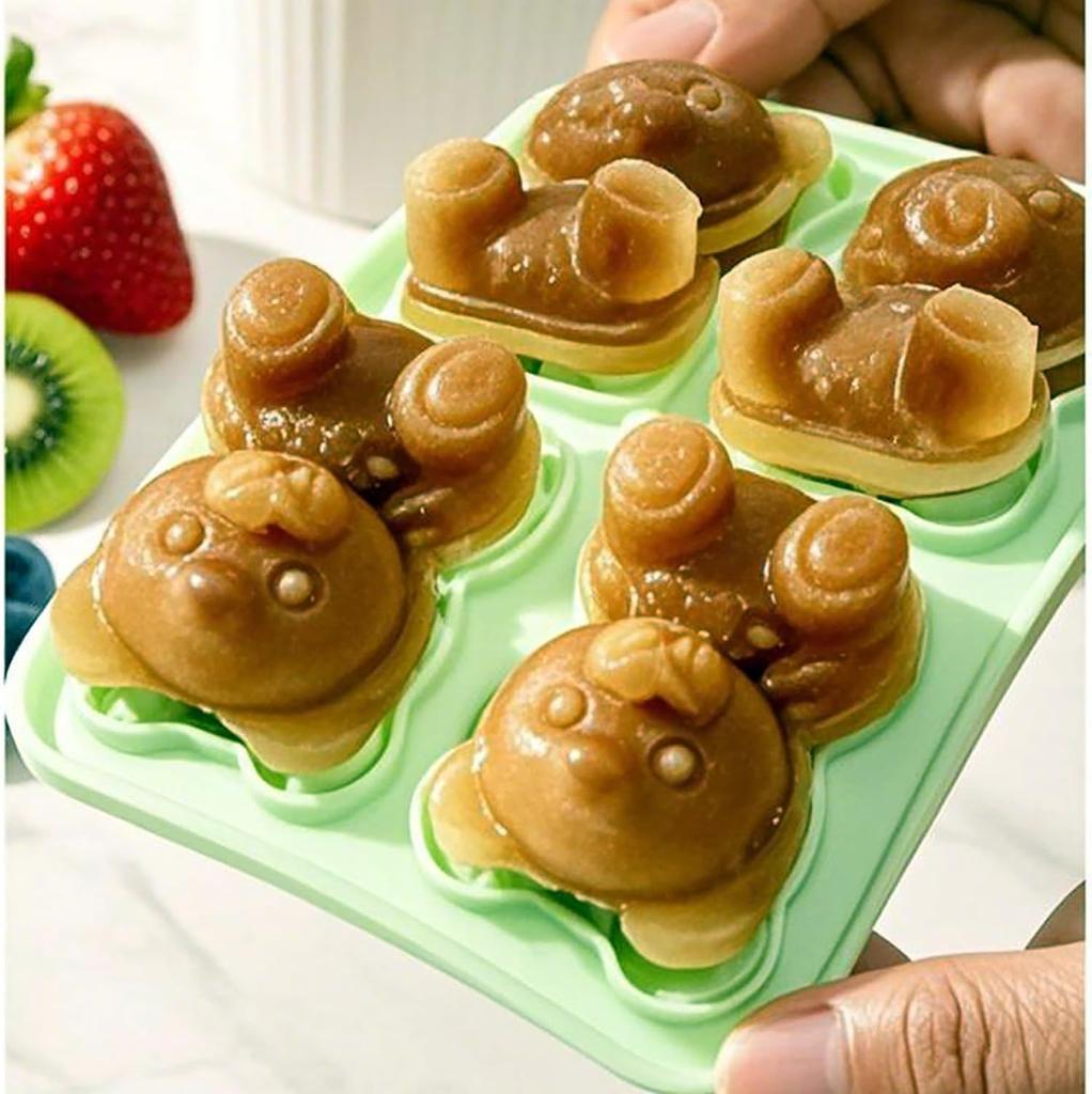 Bear Ice Pop Molds Cartoon Molds Silicone Homemade Frozen Baby Molds Maker Bpa Free Reusable Easy Unmold