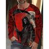 Men's Long-sleeved T-shirt 3D Printed High-definition Skull Stitching Printing Men's Autumn Tops Casual Round Neck Home Clothes
