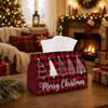 1pc Farmhouse Buffalo Check Tissue Box - Multi-functional Christmas Napkin Dispenser, Available Made of Durable Polyester, Decorated with Minimalist P