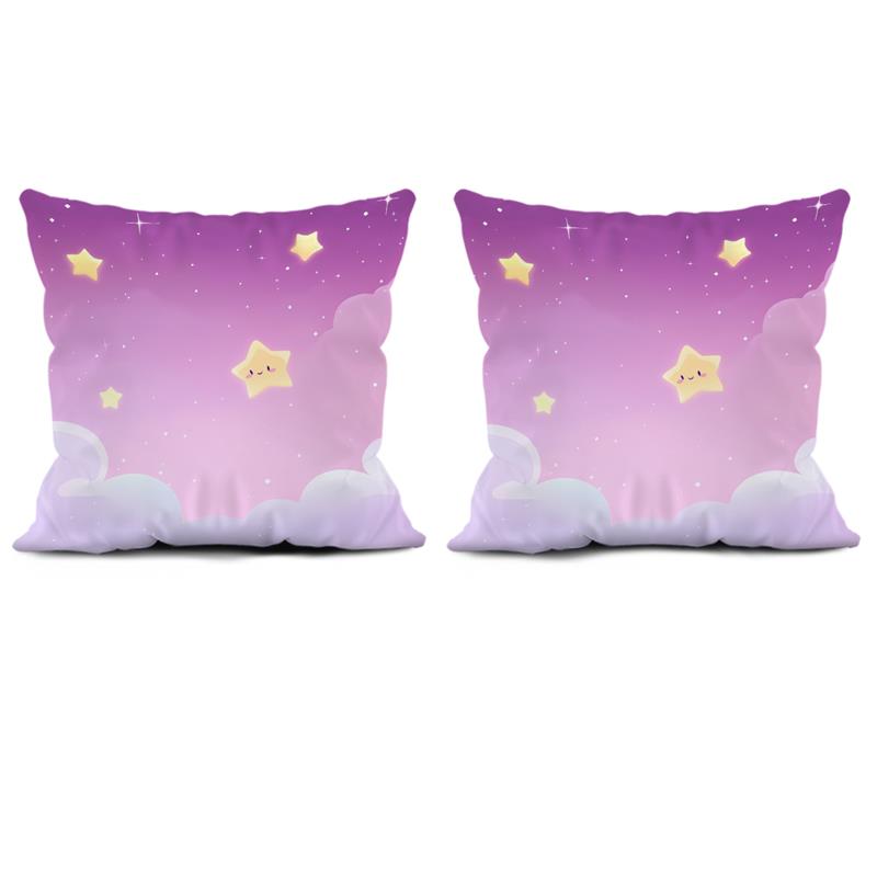 Pink Dreamy Starry Sky Printing Pillowcase Polyester Cushion Cover Decorations Pillow Case Cover Home Cartoon Zippered 45x45cm 4PCS