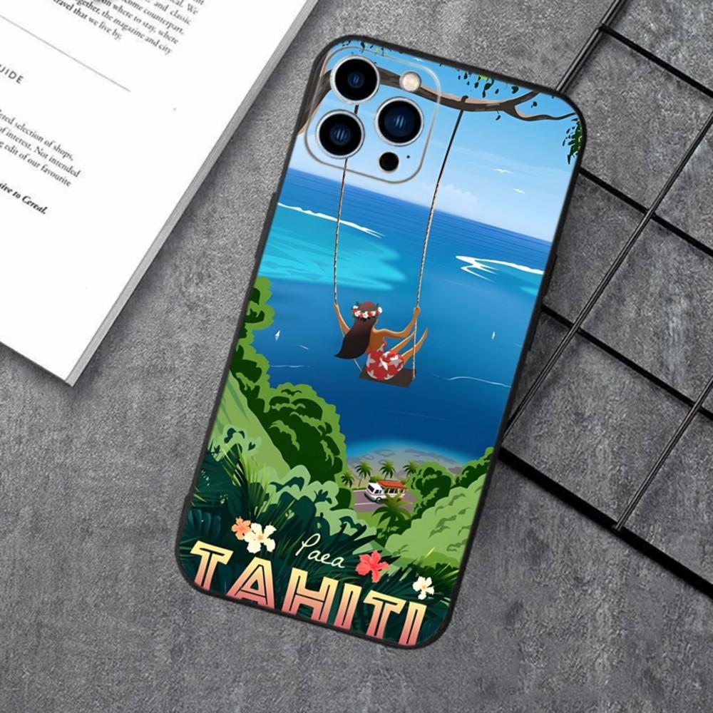 Hinano Tahiti Girl Beach Phone Case For iPhone 16,15,14,13,12,11,XS,XR,X,8,7,Pro,Max,Plus,mini Silicone Black Cover iPhone16pro