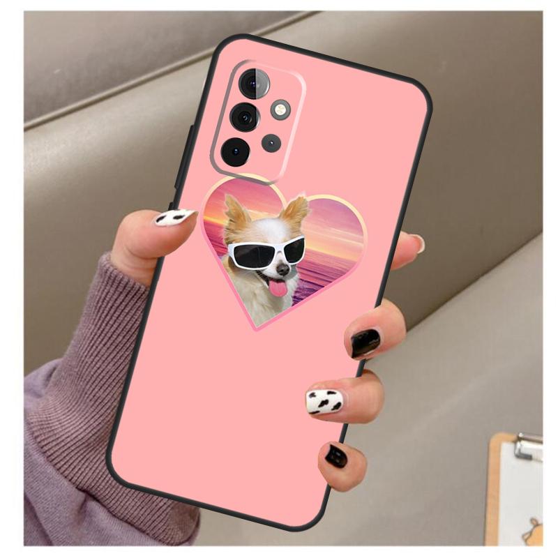 Chihuahua Face Floral Dog Case For Samsung Galaxy A33 A13 A53 A34 A54 A14 A15 A16 A26 A36 A56 A12 A32 A52 A06 A35 A55