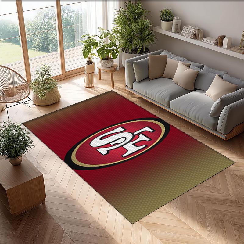San Francisco 49ers Kristall-Samt-Teppich Weich Anti?Rutschfeste Fußmatte Bequemer Wohnzimmer Schlafzimmer Dekor Teppich