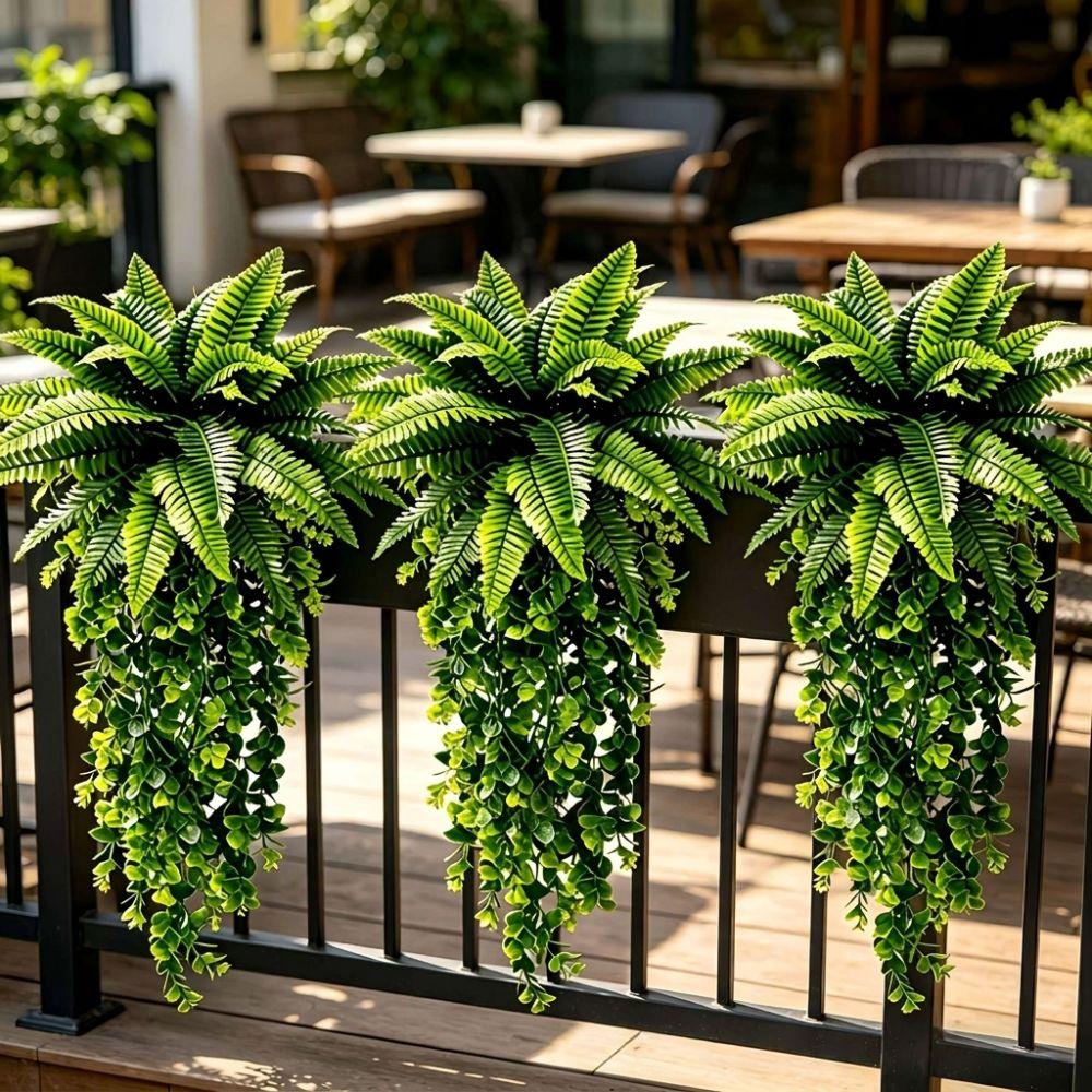 UV Resistant Artificial Persian Fern Leafs Plastic Artificial Fern Hanging Plant Wedding Decor