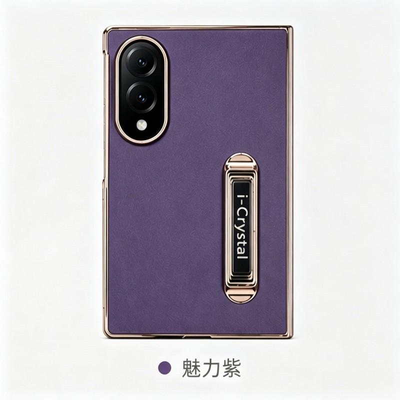 Leather Phone Case With Stand Galaxy Z Fold Flip Series Protective Cover Kickstand