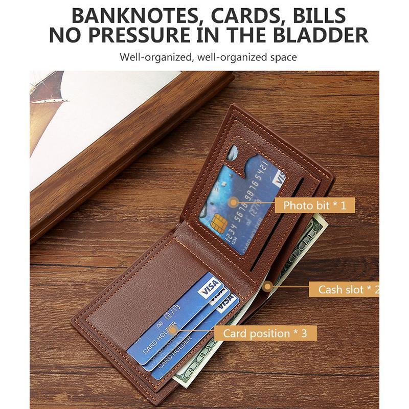 Vintage Men Leather Wallet Short Slim Male Purses Money Credit Card Holders Men Wallet Money Bag