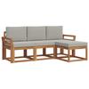 Outdoor Sofa Set with Cushions 4 Pcs Natural and Light Grey