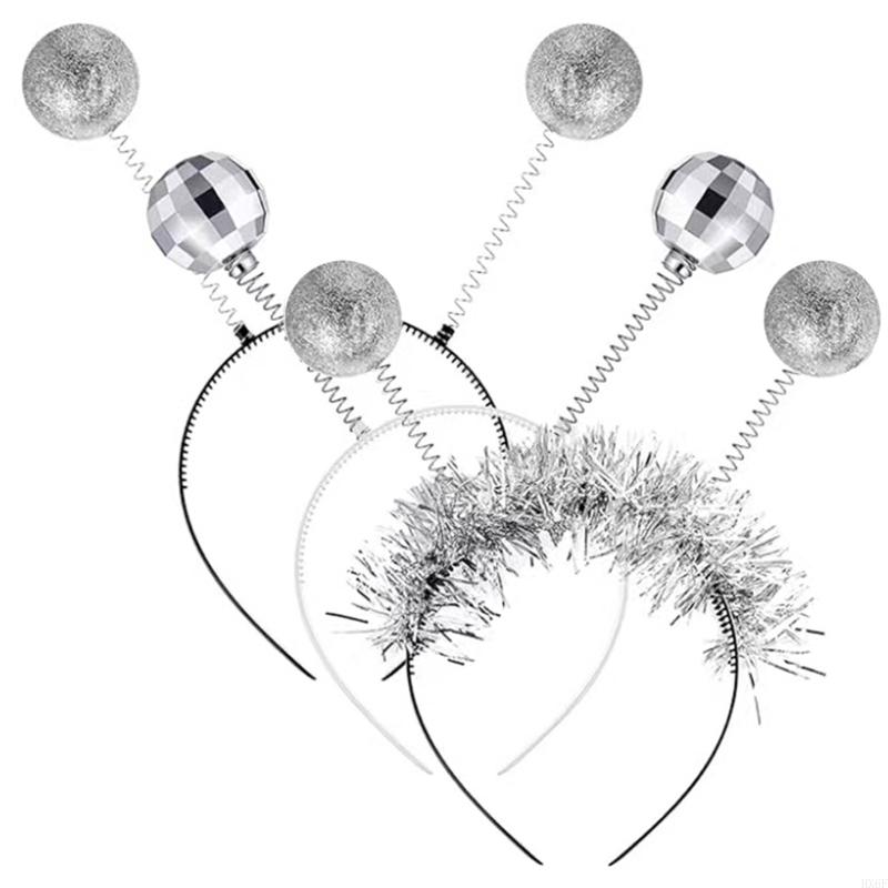 HX6F Glittering Powder Alien Headband Disco Party Hairhoop Costume Hairhoop Nightclub Funk Party Headwear Hair Decors