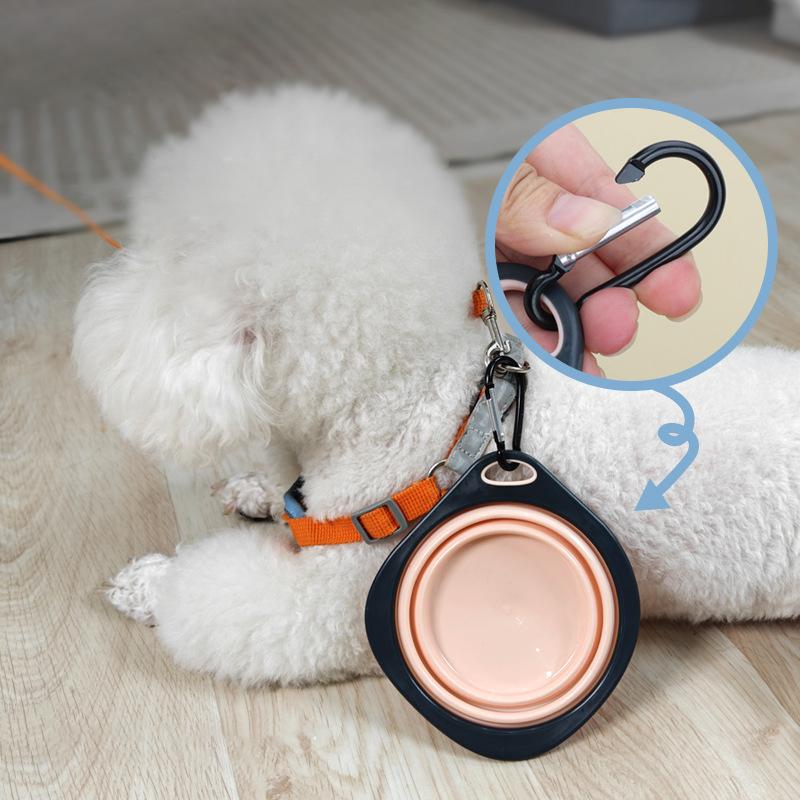 Haustierfutter Napf Katze und Hund Futter Haustier Silikon Zusammenklappbar Tragbar 2 in 1 Haustier mit Karabiner Flasche Outdoor Reisen Wasserbehälter
