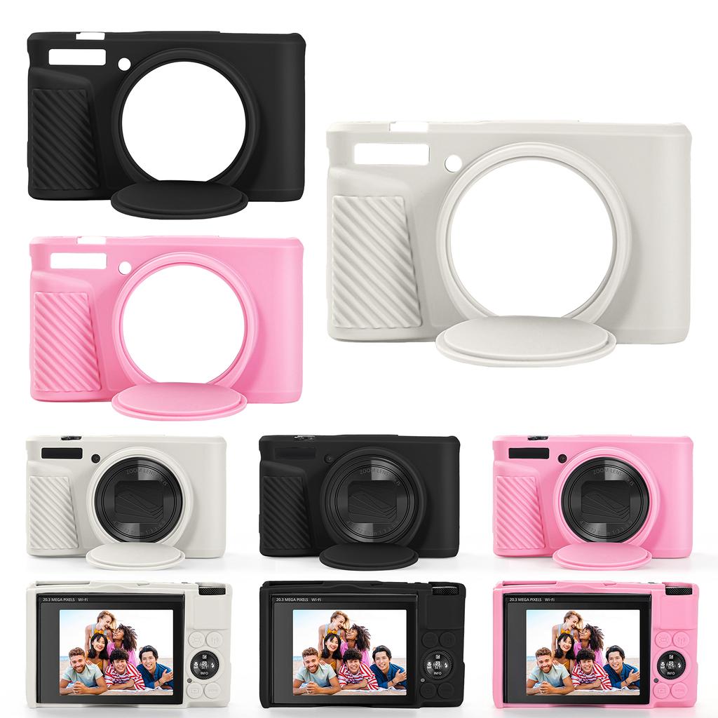 Silicone Rubber Camera Protective Body Case Skin for Canon PowerShot SX740 HS/SX730 HS Case With Lens Protector Cap Camera Bag