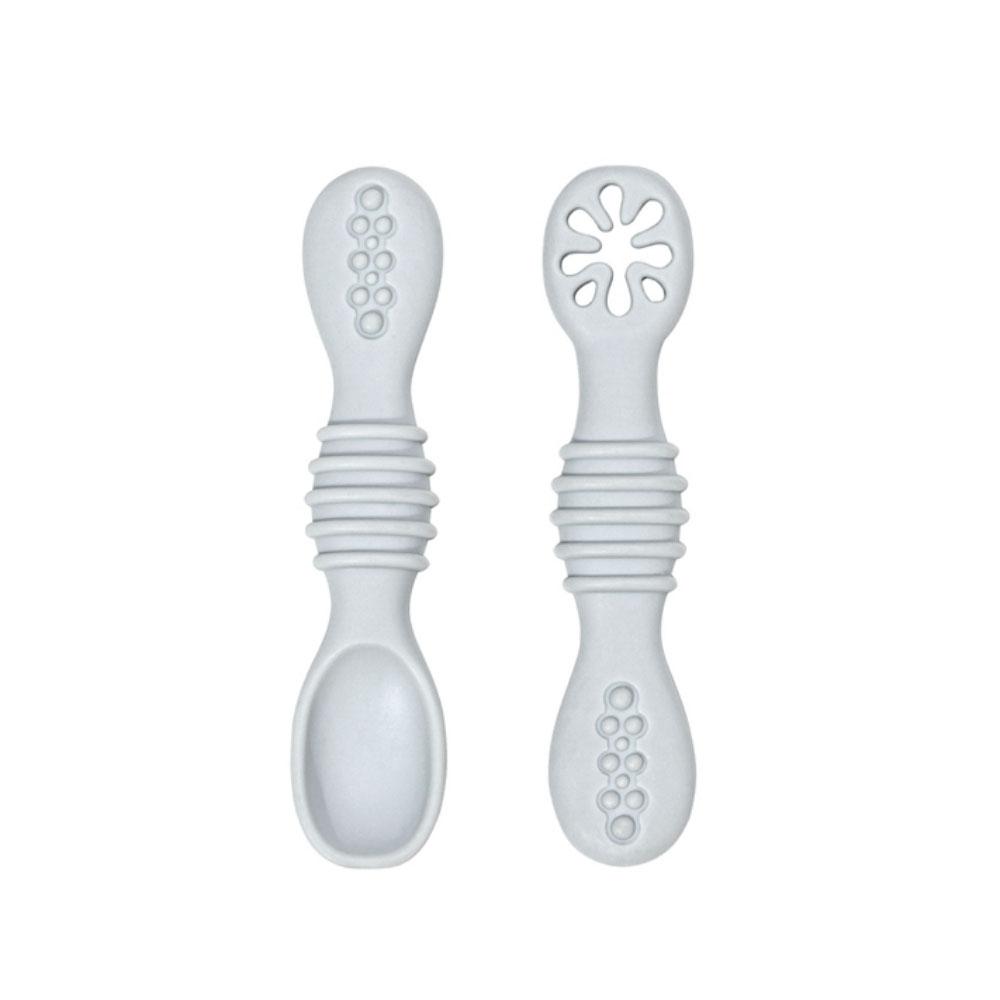 Silicone world 2PCS Baby Learning Spoons Utensils Set Silicone Sticky Spoon Children Cutlery Training Spoon Feeding Tableware