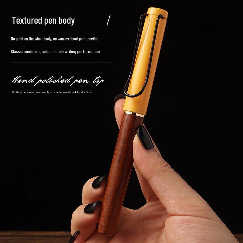 Original Wood Calligraphy Fountain Pen with 0.38mm Nib for Students - Rotary Ink Absorption, Ideal for Office & Gift Use