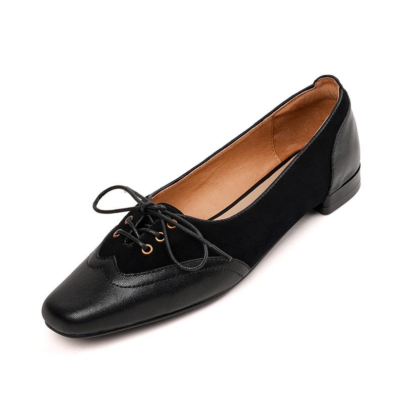 

2024 Ретро Женские Туфли-лодочки С Квадратным Носком Низкий Каблук Повседневная Рабочая Обувь Женская Весна Лето Натуральная Кожа Офисные Женские Лоферы 40 чёрный