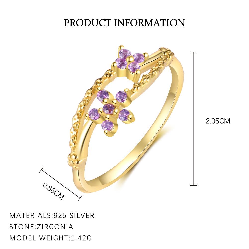 

925 Sterling Silver Light Luxury Inlaid Zircon Butterfly Ring For Women Double Design Size7 Party Wedding Jewelry 7