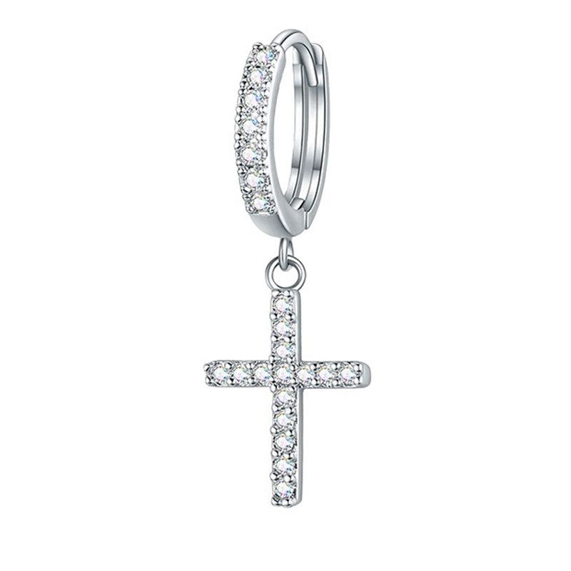 Fdk Cross Zircon Earrings for Men 2026 New Popular High-End Versatile Earrings with a Sense of Style and Trendiness