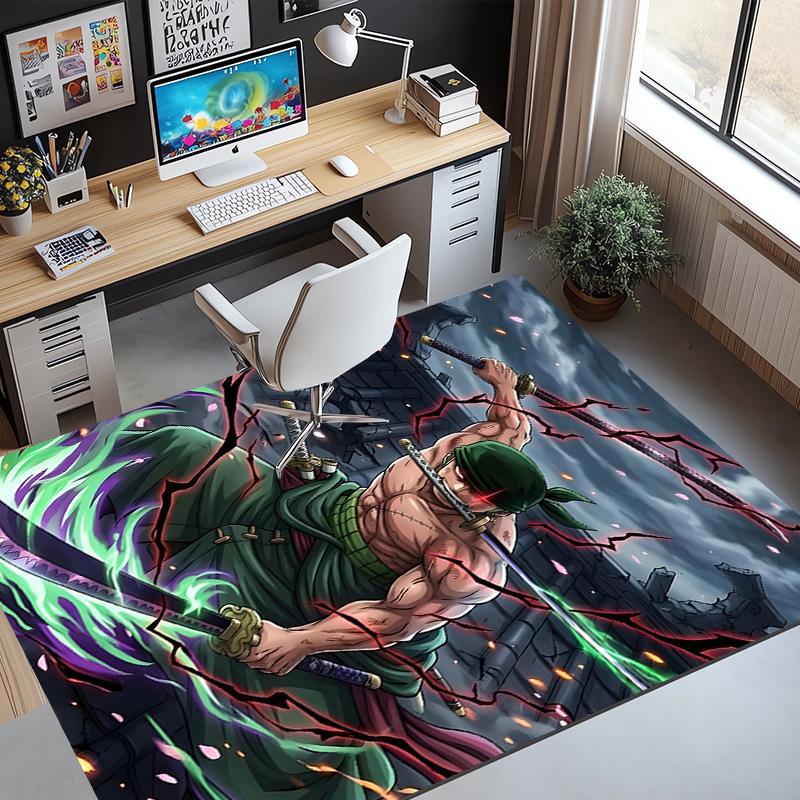 Roronoa Zoro Pattern Rug, Indoor/Outdoor Mat, for Picnic, Gameroom, Bedroom, Office, Living Room, Home Decor Carpet, Birthday Gift