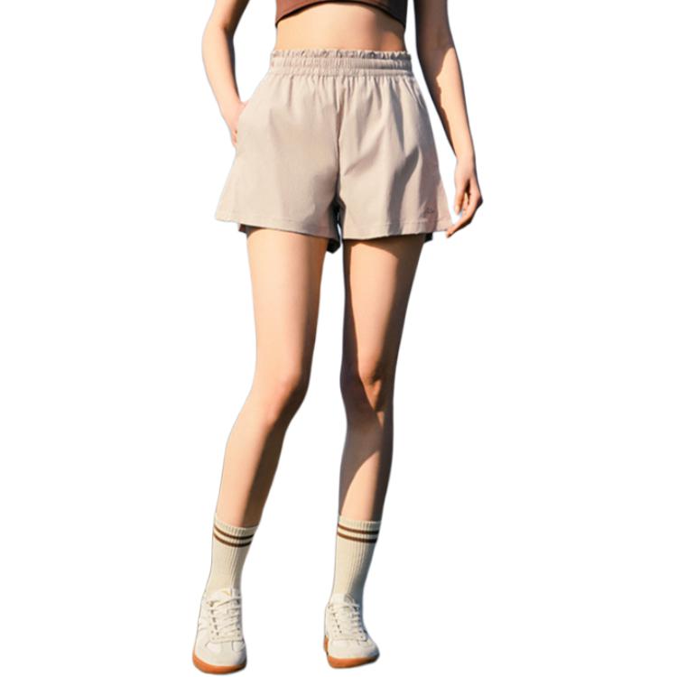 

Anta Comfortable Simple Loose Lightweight Solid Color Mid Waist Versatile Five Point Casual Shorts Women shorts Light-Khaki 962527508-2 XS