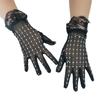 Rhinestones Embellished Gloves With Delicate Lace Trim And Breathable Polyester Fabric Costume Accessory
