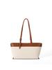 Canvas Contrasting Splicing Tote Bag for Women with Niche Design, Large Capacity Commuting Shoulder Bag