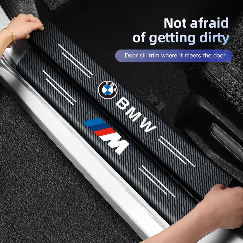 5/9Pcs Auto Door Sill Protective Strip PU Leather Stickes For BMW E46 E90 E60 F30 F10 E39 E36 F20 G20 G30 E92 E87 E91 X5 E70 F11 VM4