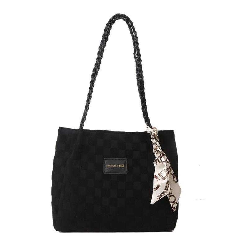 

Large capacity tote bag simple shoulder women s bag commuter underarm bag casual versatile canvas bag fashion women s bag чёрный