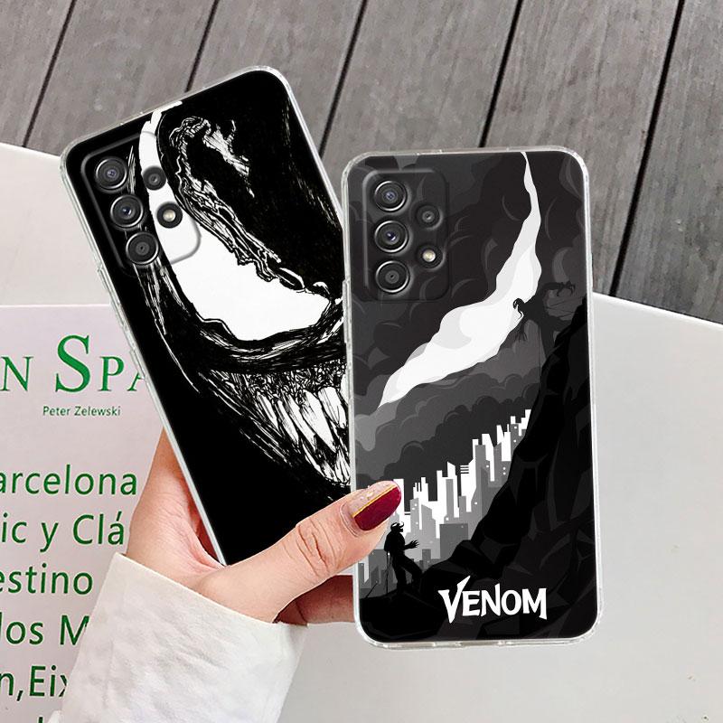 Marvel Venom Black Art Clear Case For Samsung Galaxy A57 A37 A56 5G A36 Cases A55 A54 A35 A26 A07 A17 A16 A06 A36 A15 Soft Cover