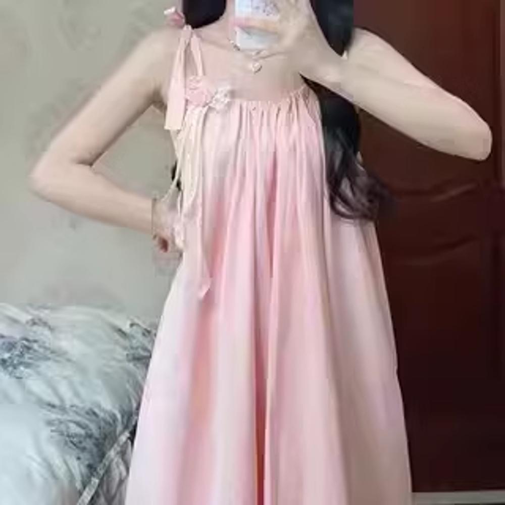 

Мятно-зеленое пляжное платье на тонких бретельках - Женский летний дорожный наряд L (suitable for 100-110 jin) розовый