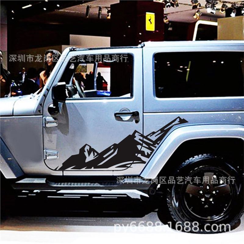 Jeep Wrangler SUV Schneebirge Grafik Seitenschweller Aufkleber D-851
